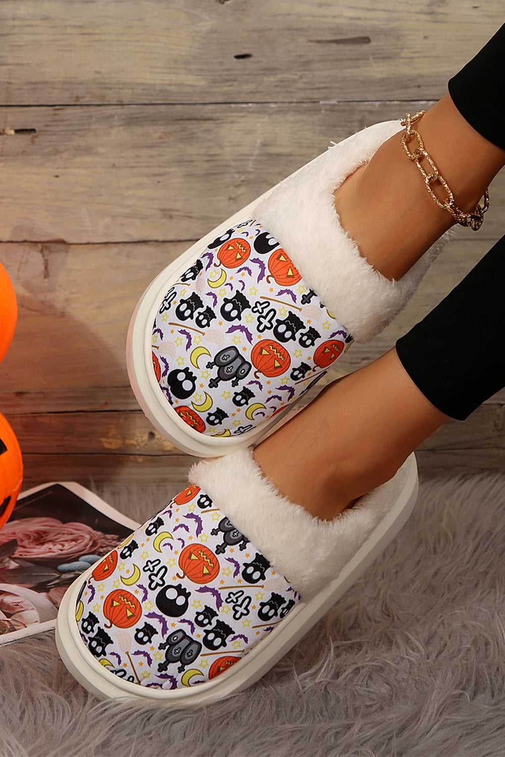 White Halloween Home Slippers