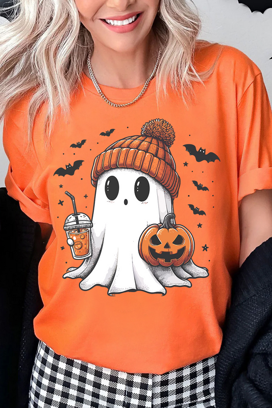 Ghost Pumpkin Print Halloween T Shirt