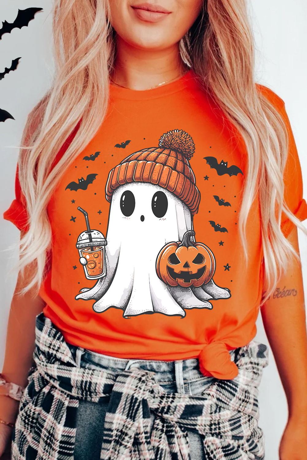 Ghost Pumpkin Print Halloween T Shirt