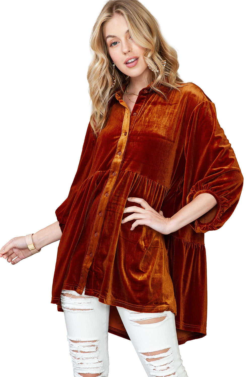 Chelsea Babydoll Velvet Shirt