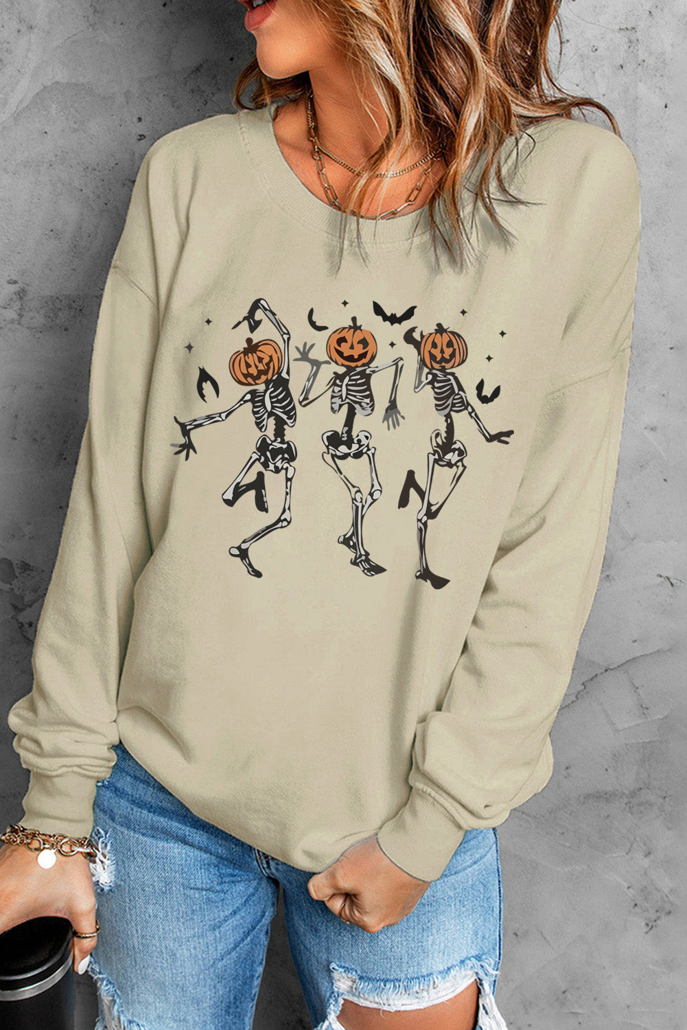 Skeleton Pumpkin Graphic Sweatshirt