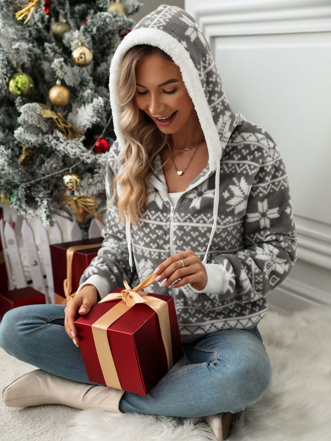 Snowflake Zip Up Hoodie