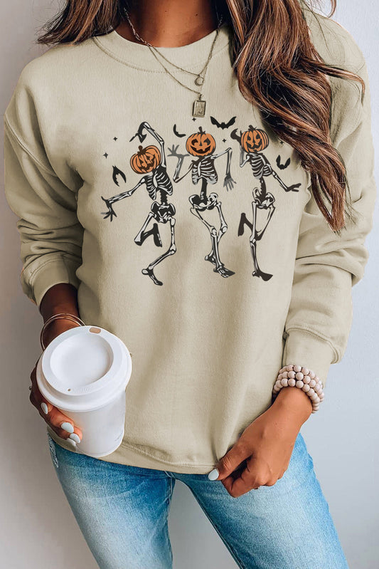 Skeleton Pumpkin Graphic Sweatshirt