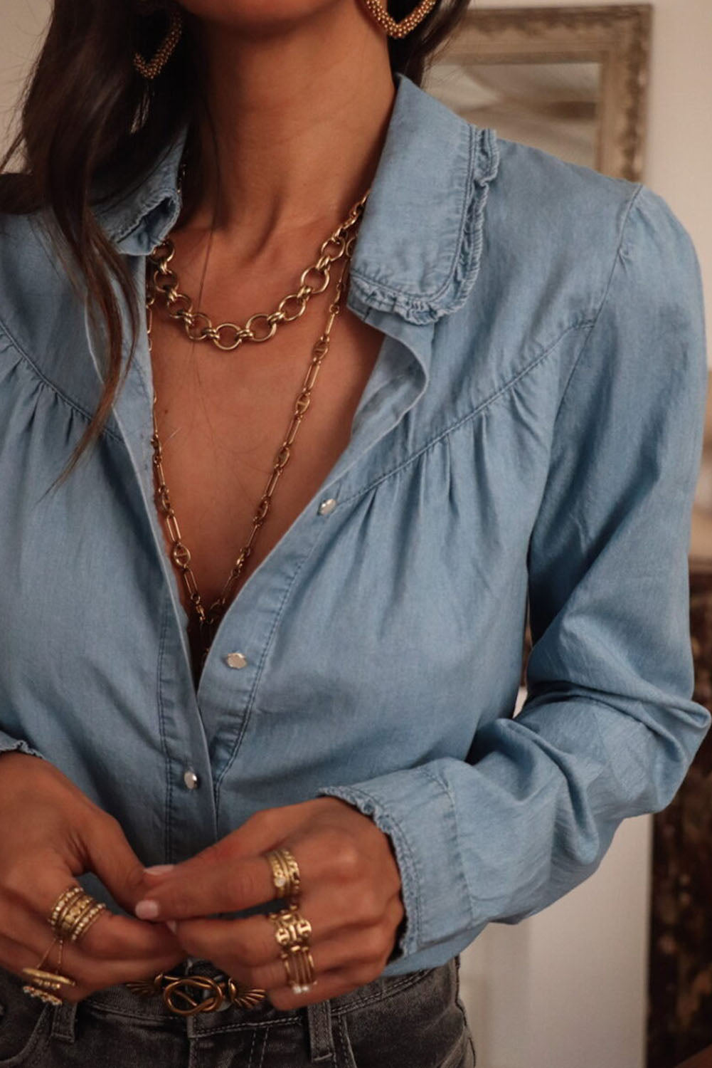 Gia Collar Chambray Shirt