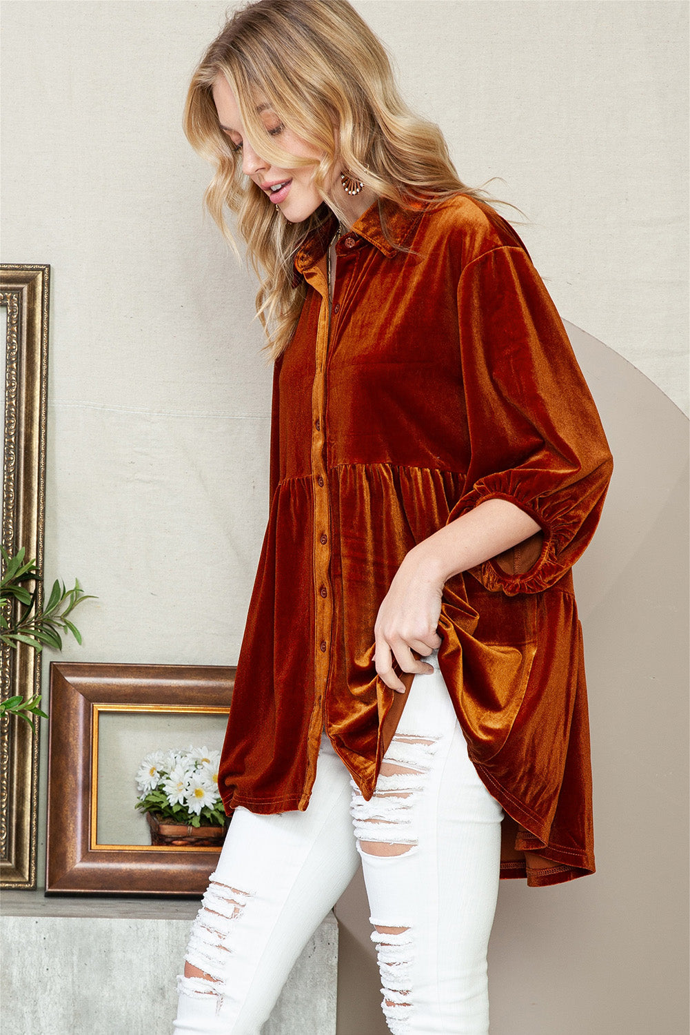 Chelsea Babydoll Velvet Shirt