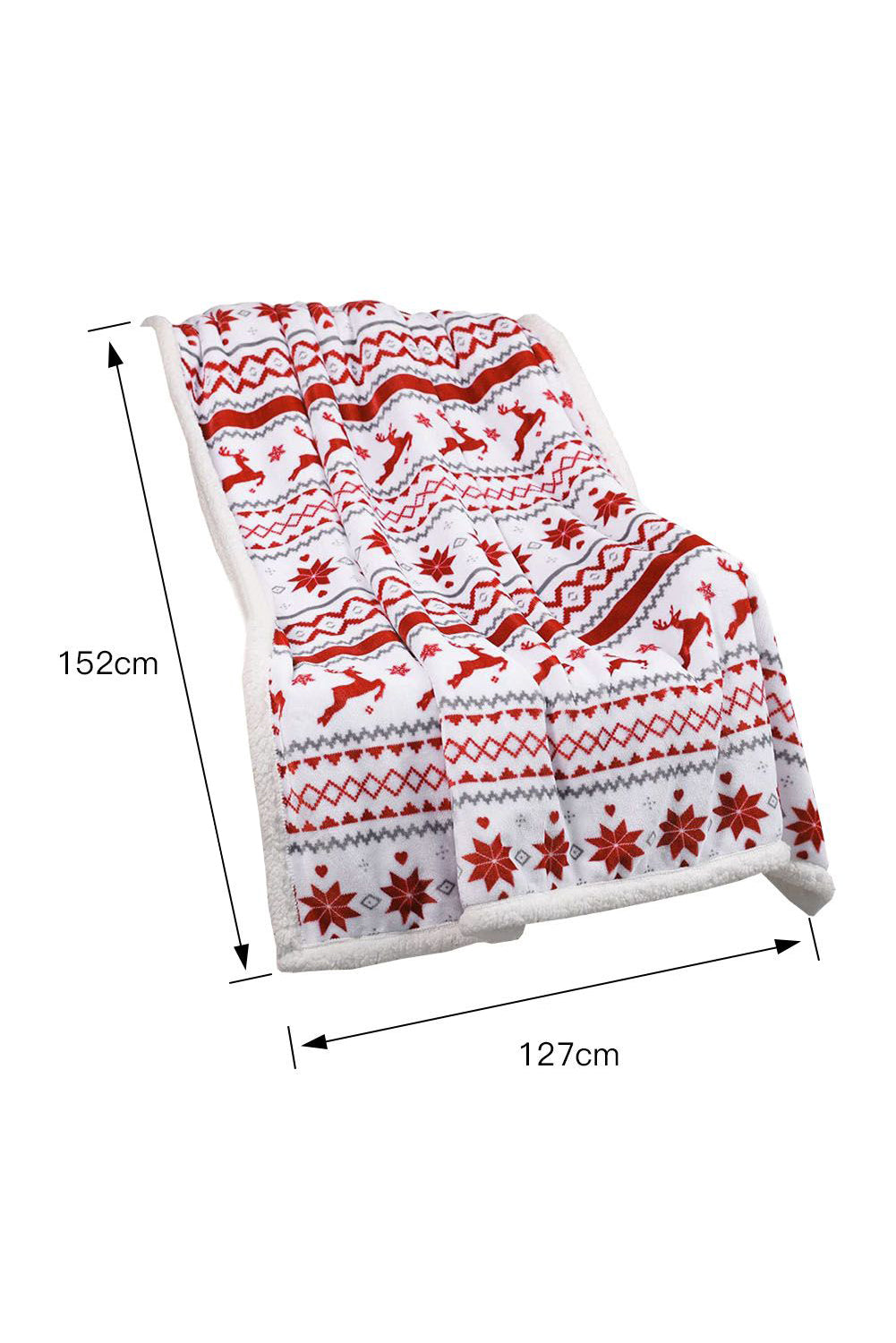 Snow White Reindeer Snowflake Sherpa Blanket