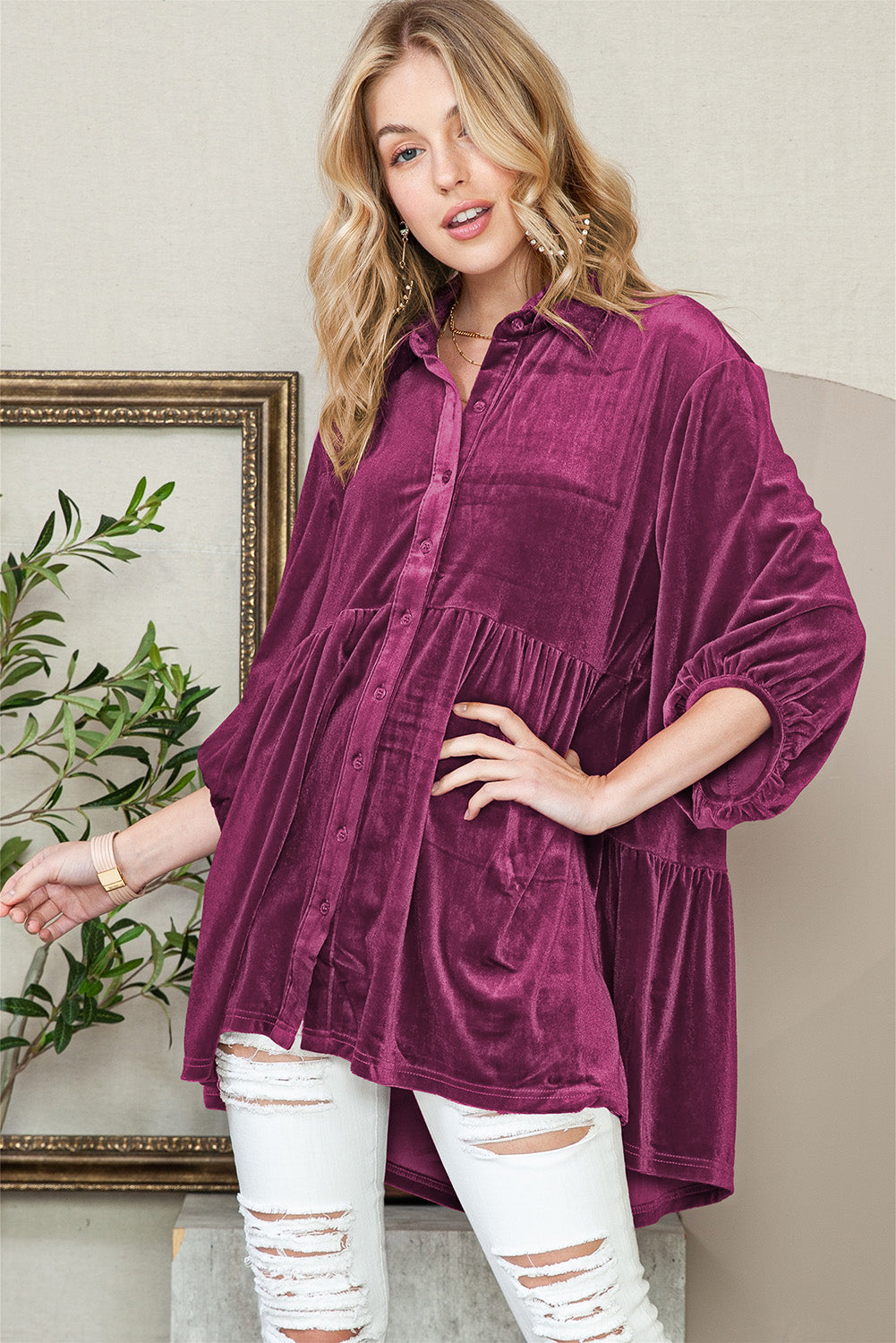 Chelsea Babydoll Velvet Shirt