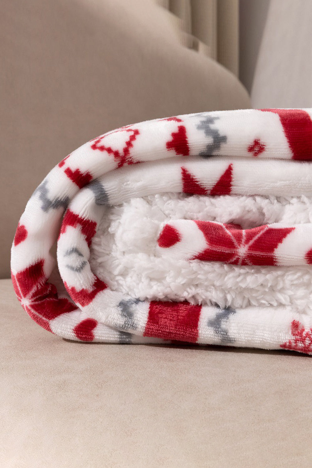 Snow White Reindeer Snowflake Sherpa Blanket