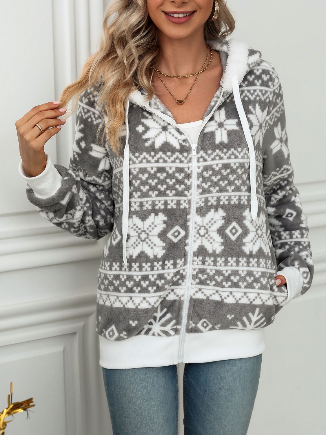 Snowflake Zip Up Hoodie