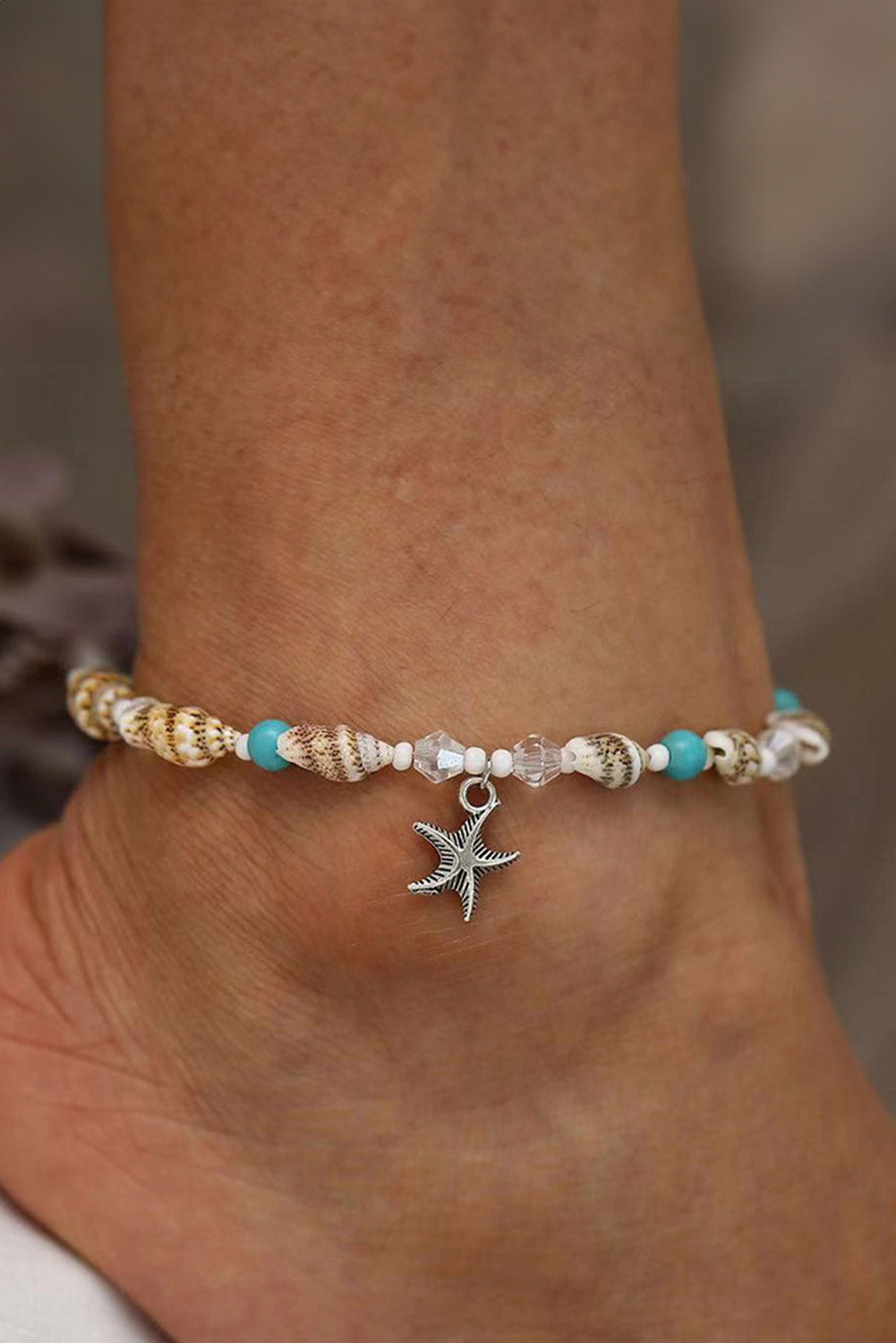 White Conch Beaded Starfish Beach Anklet