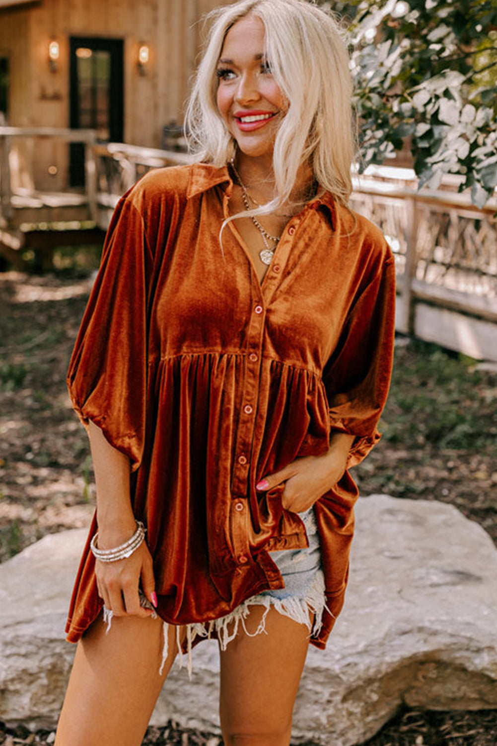 Chelsea Babydoll Velvet Shirt