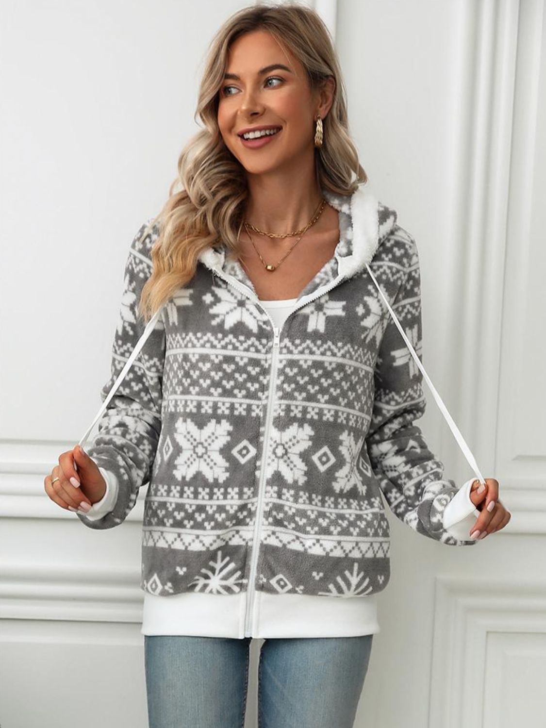 Snowflake Zip Up Hoodie