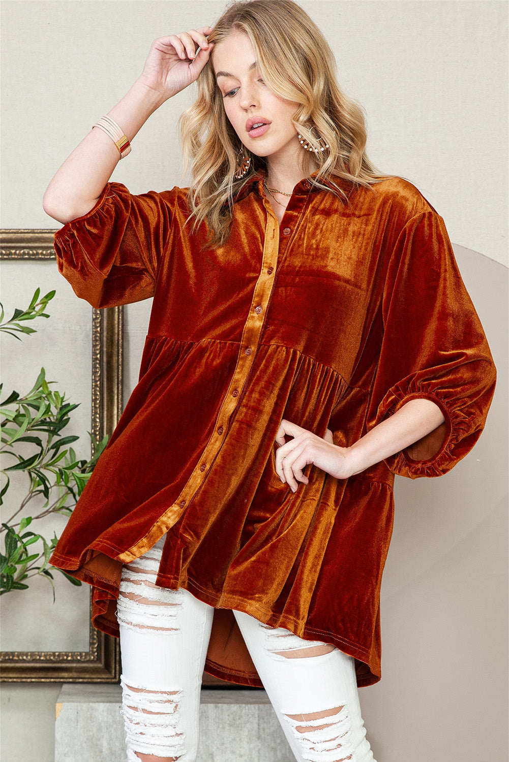 Chelsea Babydoll Velvet Shirt