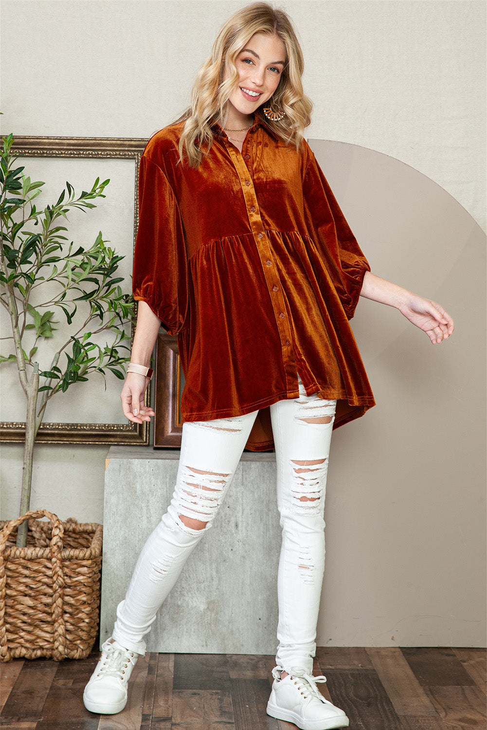 Chelsea Babydoll Velvet Shirt