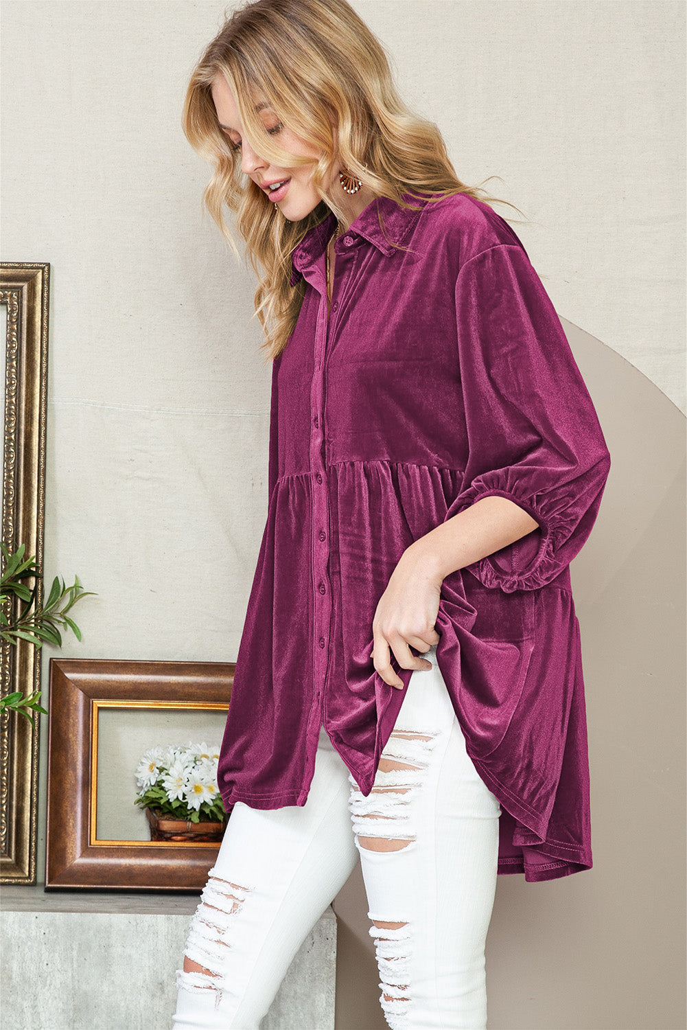 Chelsea Babydoll Velvet Shirt