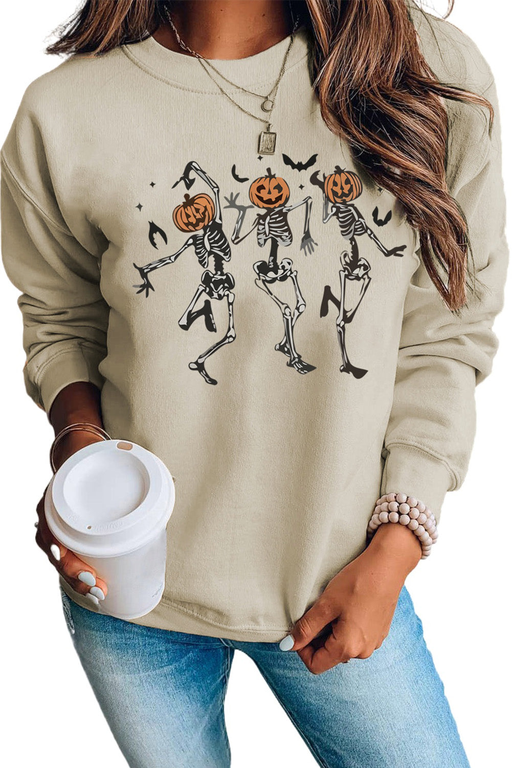 Skeleton Pumpkin Graphic Sweatshirt